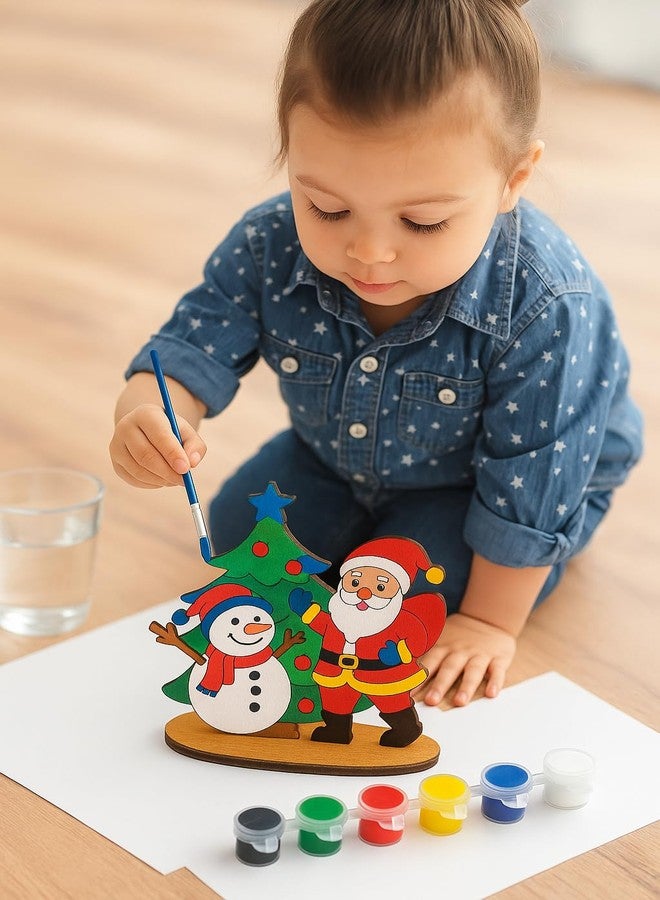 GreyArt DIY Christmas Wooden Painting Set for Kids - Easy to Assemble Christmas Craft Kit| Includes Paints & Brush | Holiday Art & Decoration Activity for Kids (Style-6) - Image 3